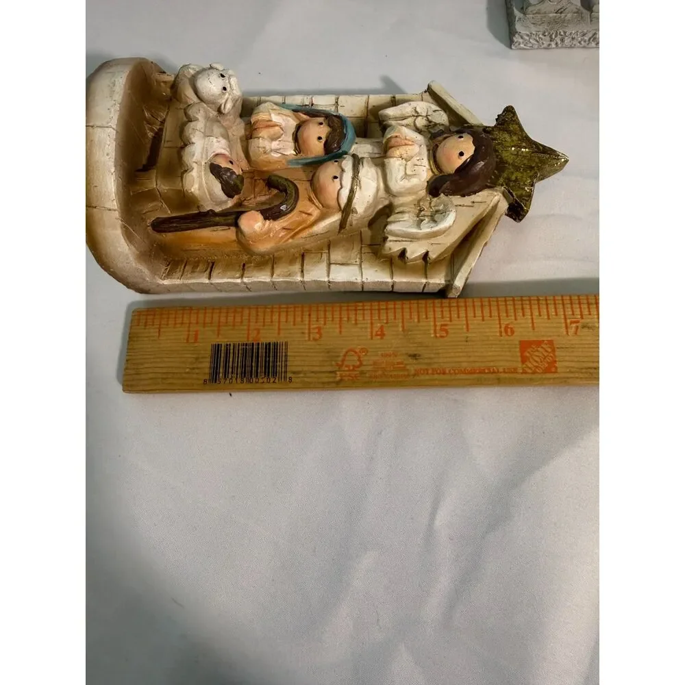 Hand-Painted Nativity Figurine Holiday Decor - Gold, Cream, Brown